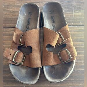 Nature Trek Brown Leather Slip On Sandals 11